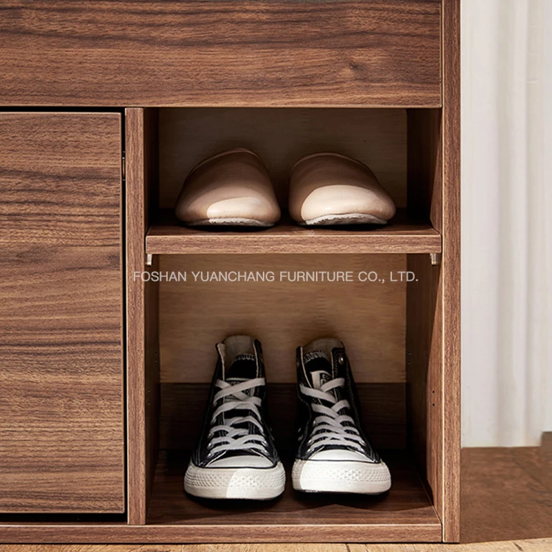 Factory Direct Wooden Rotating Shoe Rack Cabinet With Cushion Seat Slim Shoe Rock Open Drawer