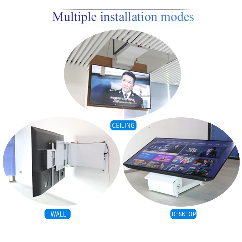 JGST New Upgraded Multiple Mounted Angle Adjustable Ceiling Hidden Flip Down Tv Mount Motorized Drop Down Tv Lift Mechanism