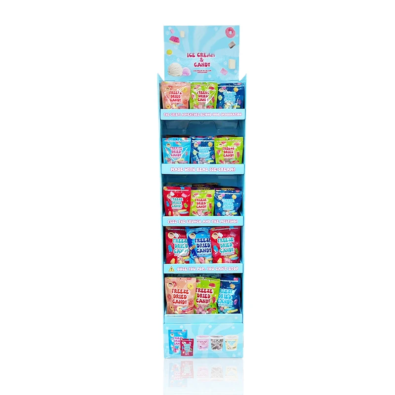 Custom Pop Creative Candy Floor Display Unit Rack Retail Store Product Cardboard Sweets and Candy Display Stand