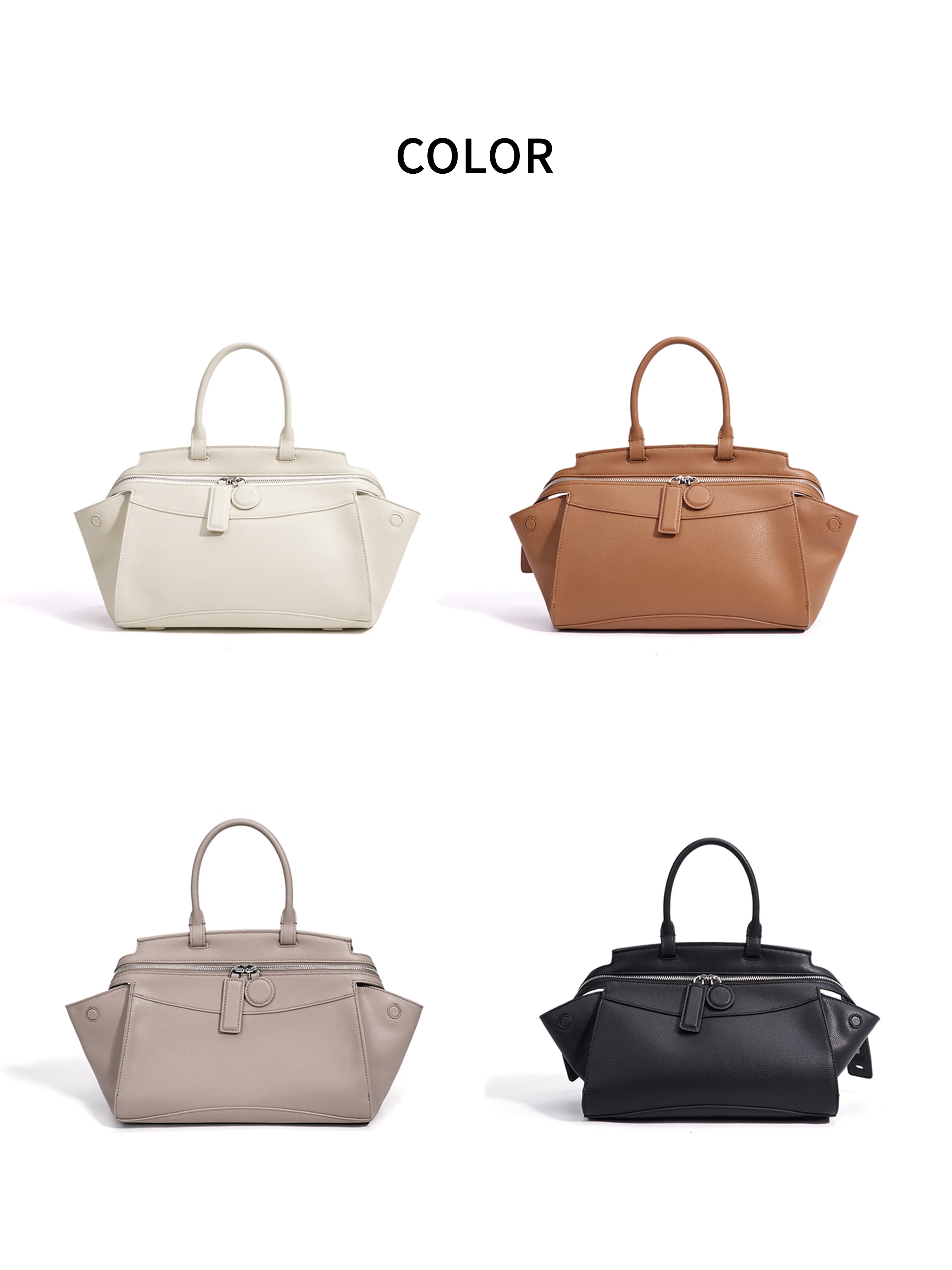New Style Luxury Fashion Women's Large Genuine Leather Handbag with Zipper Closure Waterproof Single Strap Polyester Lining