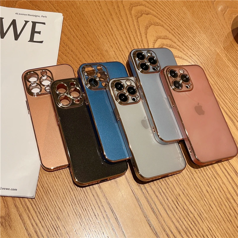 For iPhone 13 Pro Max Premium Plating Transparent Phone Case for