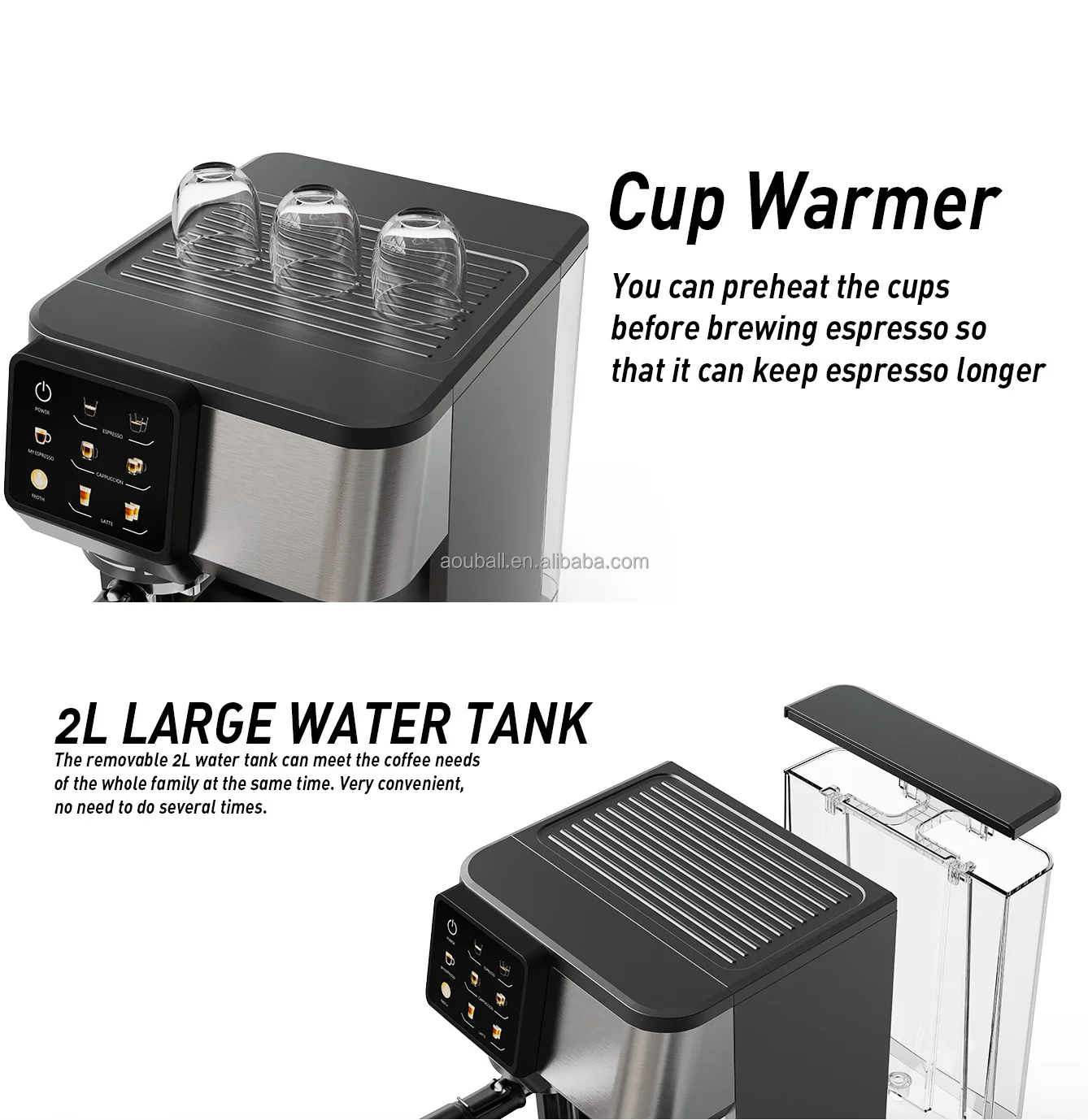 European Modern 700ml Electric Coffee Maker with High Quality Stainless Steel Milk Frother Machine Household Brewer System