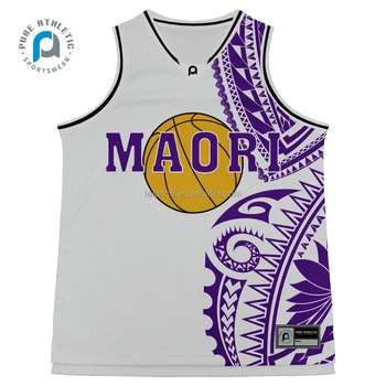 Source Pure Quick Dry Custom made sublimated men's Blue red Maori tattoo  basketball team jersey wear wholesale on m.