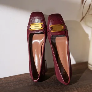 Source Factory Cross-border Custom commuter Women Joker square Head Slip-on Platform Shoes Super High Heel Height Increasing