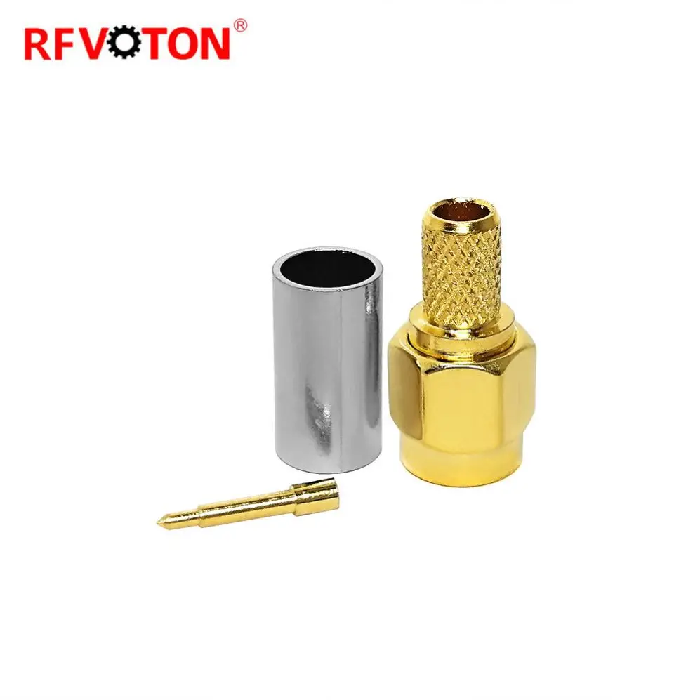 Factory price SMA male plug Connector Gold Plated Crimp Sma LMR195 Coaxial Cable LMR200 Male