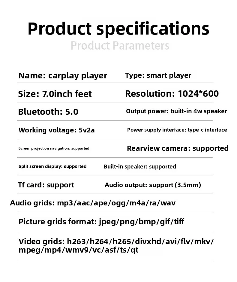 7-Inch Wireless CarPlay Adapter with Screen Mirroring MP5 Player Wired to Wireless CarPlay Navigator
