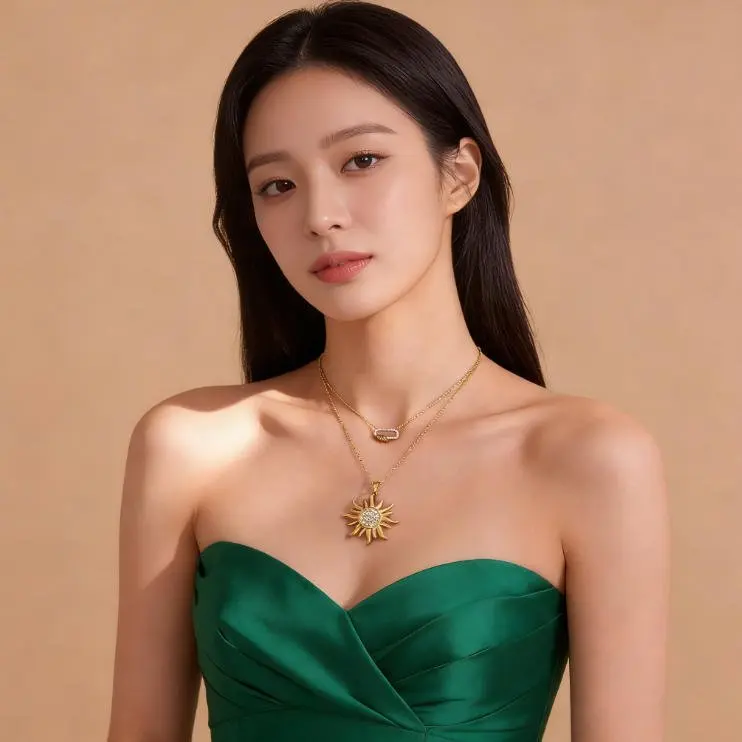 18K Gold Plated Zircon Pendant Necklace