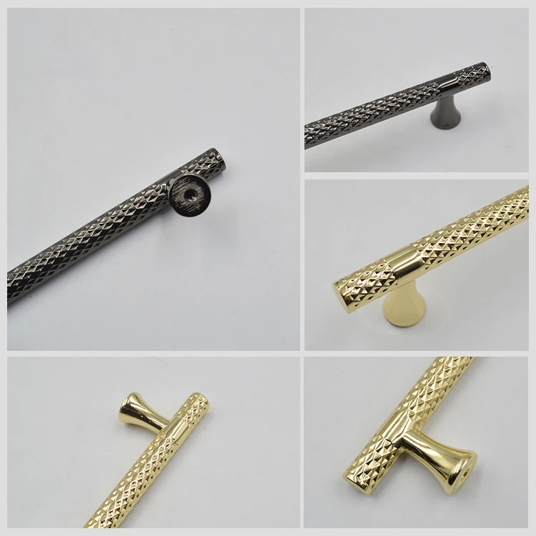 Hiwell Vintage Luxury Gold Brass Pull Handle Knurled Nickel