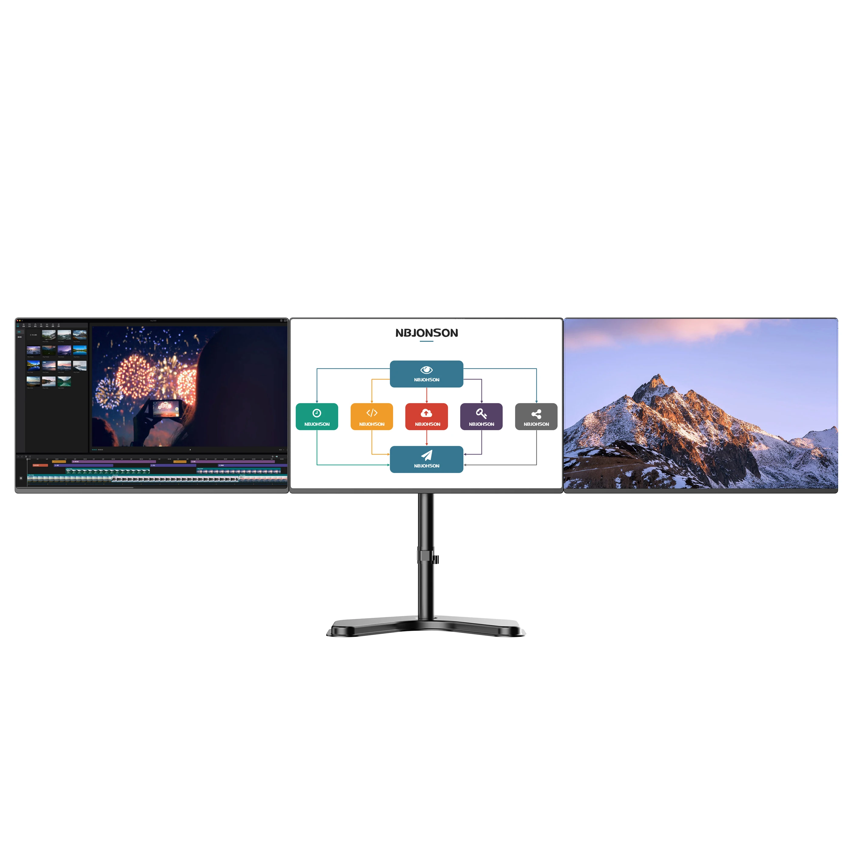 Portable Easy Rotate Dual Arms Monitor Stand with Base 13-32 Inch Free Visual Angle Adjustment Computer Laptop Stand for Desk