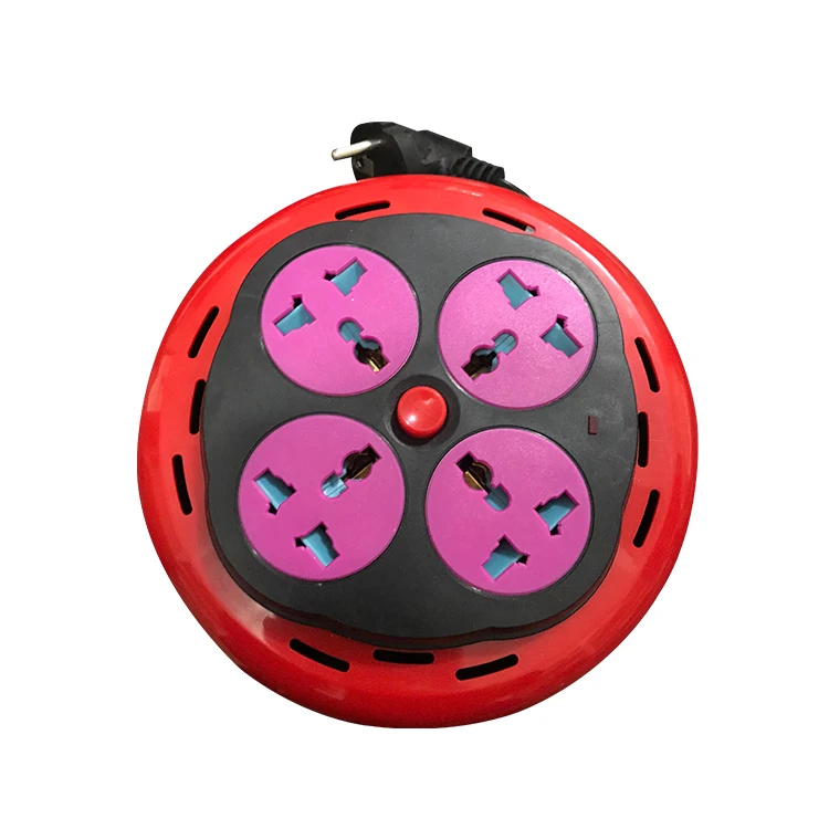 4 Way Multiple Type Extension Power Cord Cable Reel