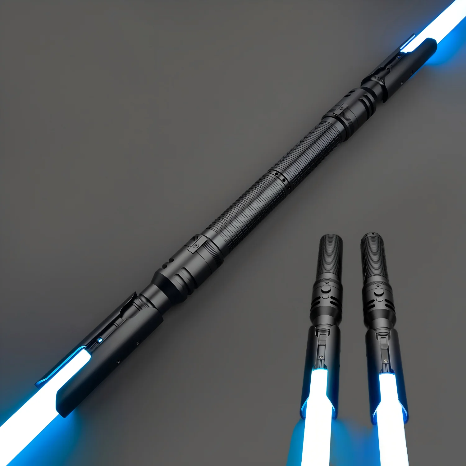 Rgb Light-up Double Blade Lightsaber Toy Keychain For Kids