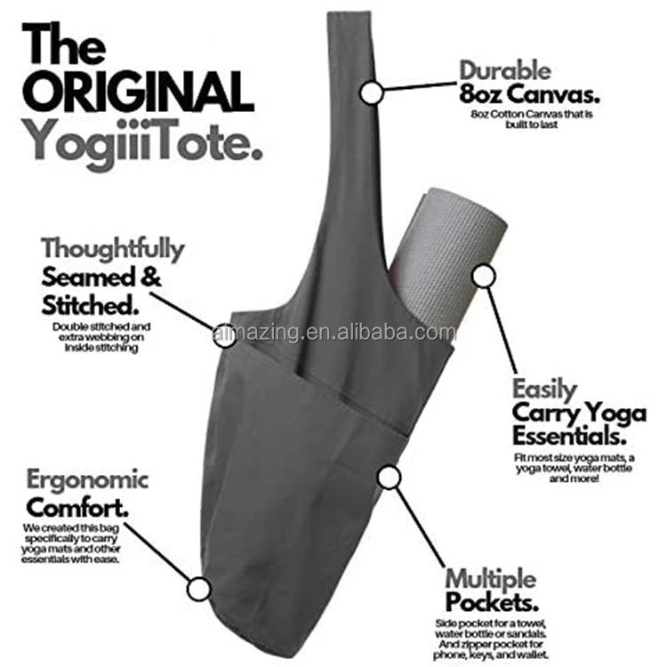 Yoga Mat Bag Tote Sling Carrier With Large Pocket & Zipper Pocket Fits Most JA 