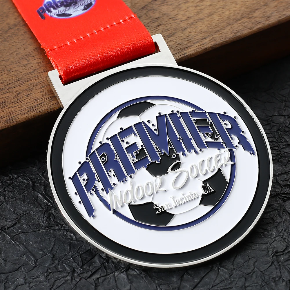 Fabrik Custom Medaillen Sport Metall Logo Emaille Auszeichnung Medaille 2d 3D Gold Silber Fußball Medaillen mit Band 1