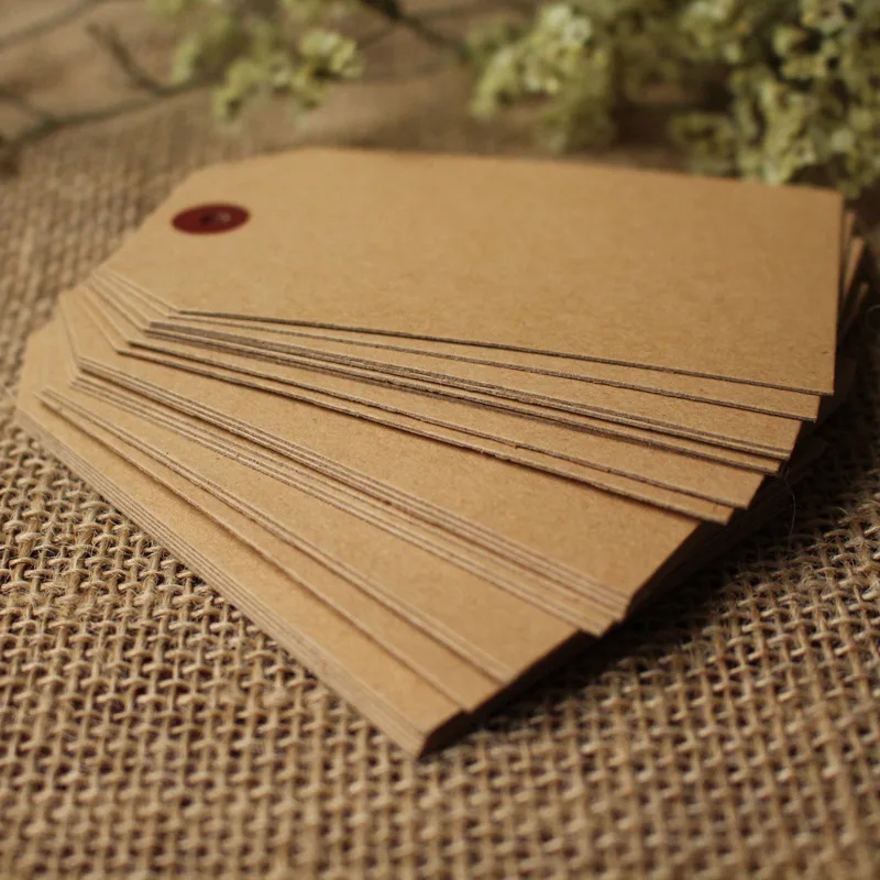 Custom Shape Blank Kraft Hang Tags with Embossed Paper and Metal Eyelets for Clothing and Garments