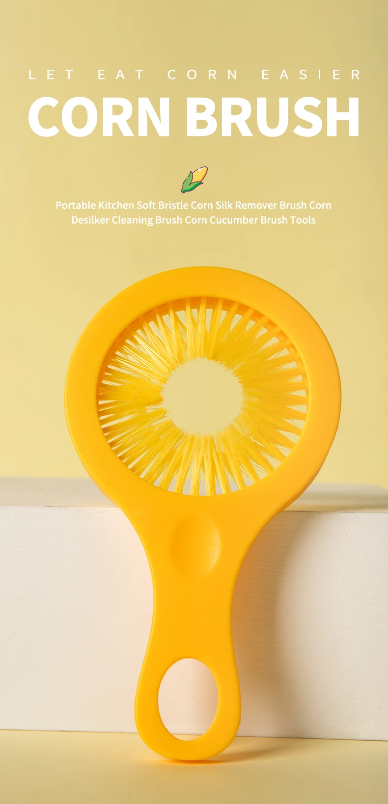 Household Soft Bristle Cleaning Brush Corn Shaped Plastic Brush