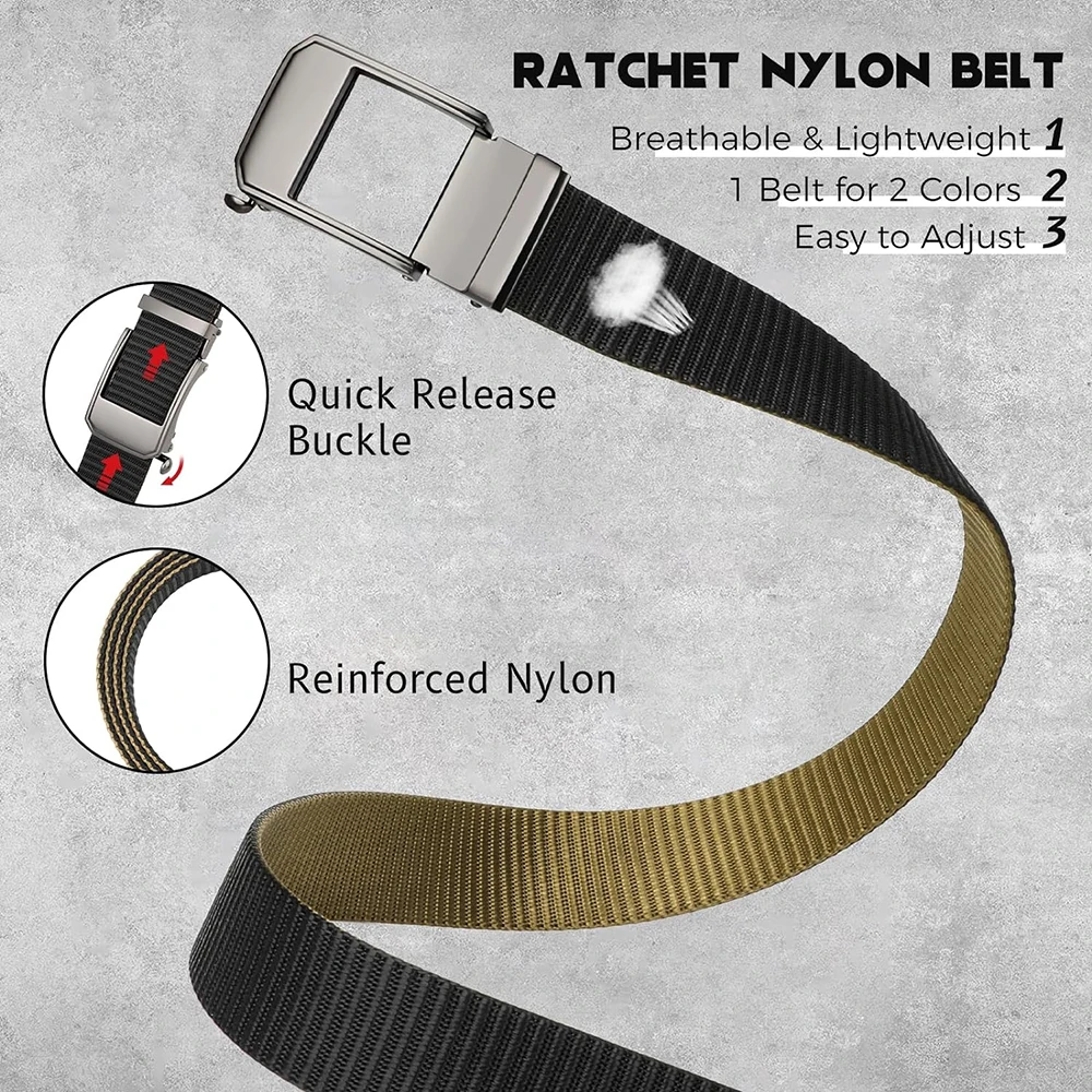 Training Durable Sports Fashionable Nylon Ratchet Belts Men Web Tactical Belt with Automatic Click Buckle Belt