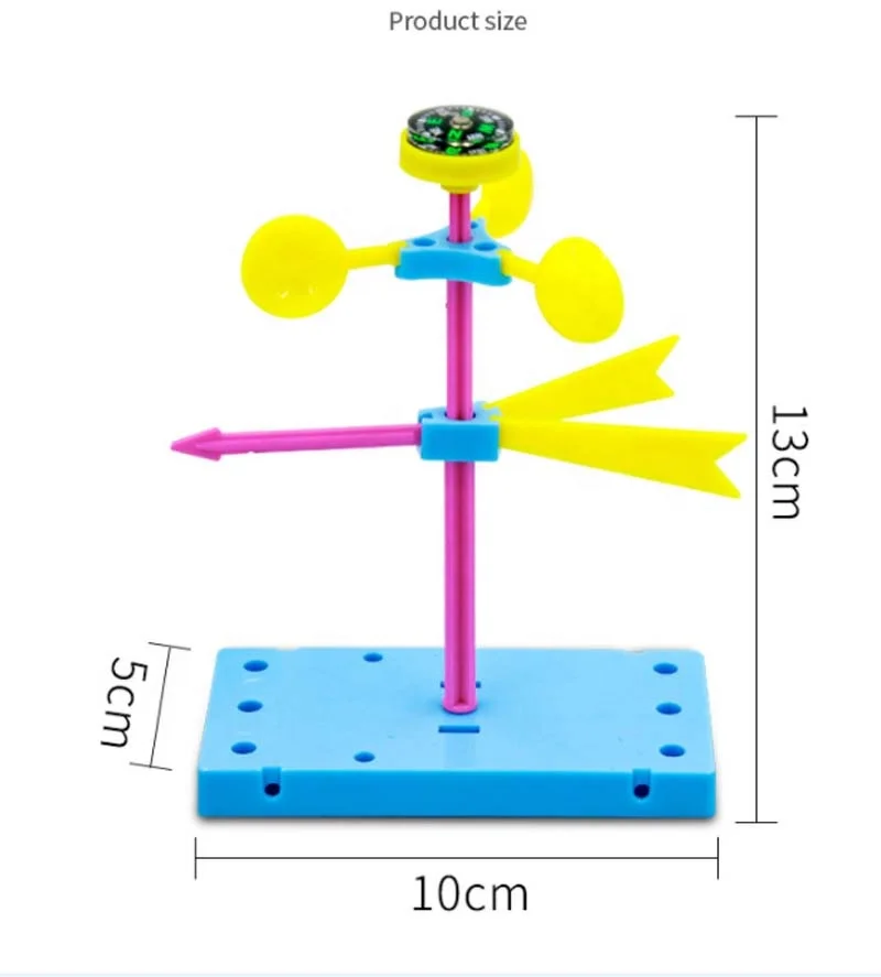 DIY Plastic Wind Vane Model Handmade Anemometer Kit Wind Speed Measurement Toy for Children Physics Experiment Supplies