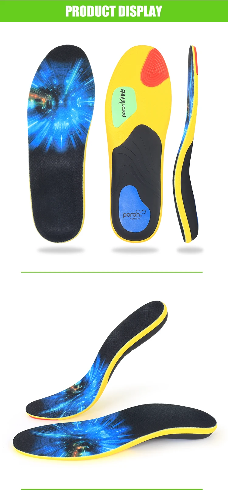 product joghn sports  comfort running gel insoles for shoes flat feet insoles printed custom shoe insoles manufacturer-42