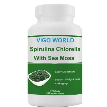 Vegan Detox and Cleanse Spirulina Chlorella With Sea Moss Tablets Green Superfood Capsules Boosts Energy