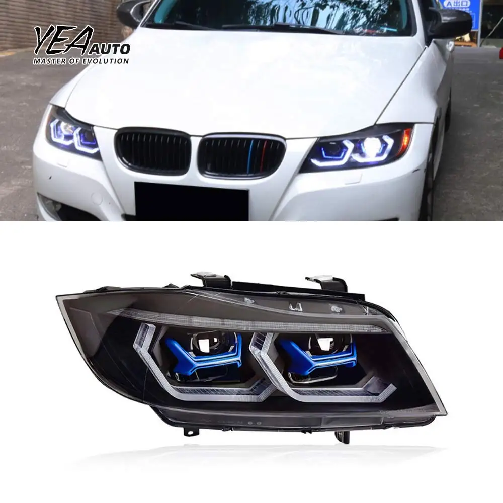 مصباح أمامي معدل، إضاءة أمامية LED لسيارة bmw سلسلة 3 E90 E91، مصباح أمامي RGB، إكسسوارات سيارة 2005 - 2013، مصابيح E90 بالليزر