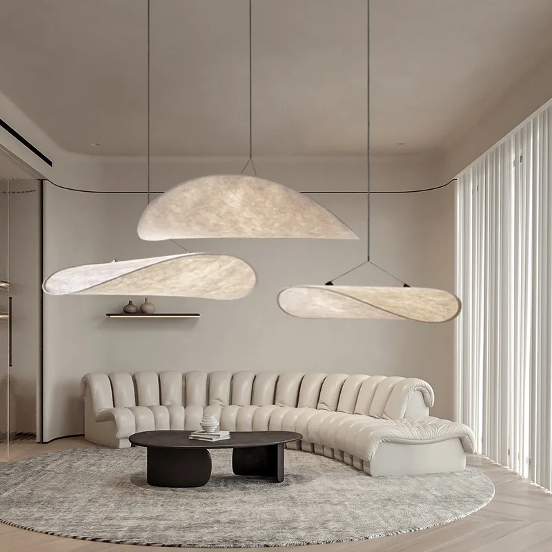 Home Decor Minimalist Design Silk Pendant Light Kitchen Led Hanging Lamp Indoor Big Fabric Nordic Modern Chandelier
