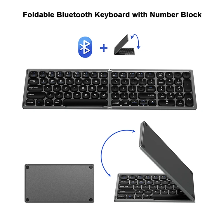 Mini teclado plegable portátil inalámbrico 5,1 pliegue portátil de