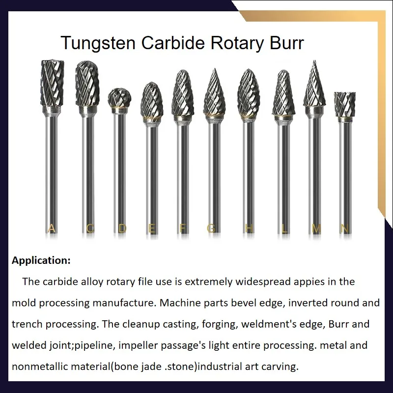 Tungsten Carbide Burr Bit CNC Engraving 1/4" Rotary Cutter Files