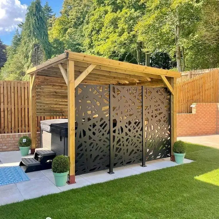 Laser Cut Artificial  Gate Perforated Metal Sheet Black Profile  Aluminium Fence Panels Small Fences for Gardens