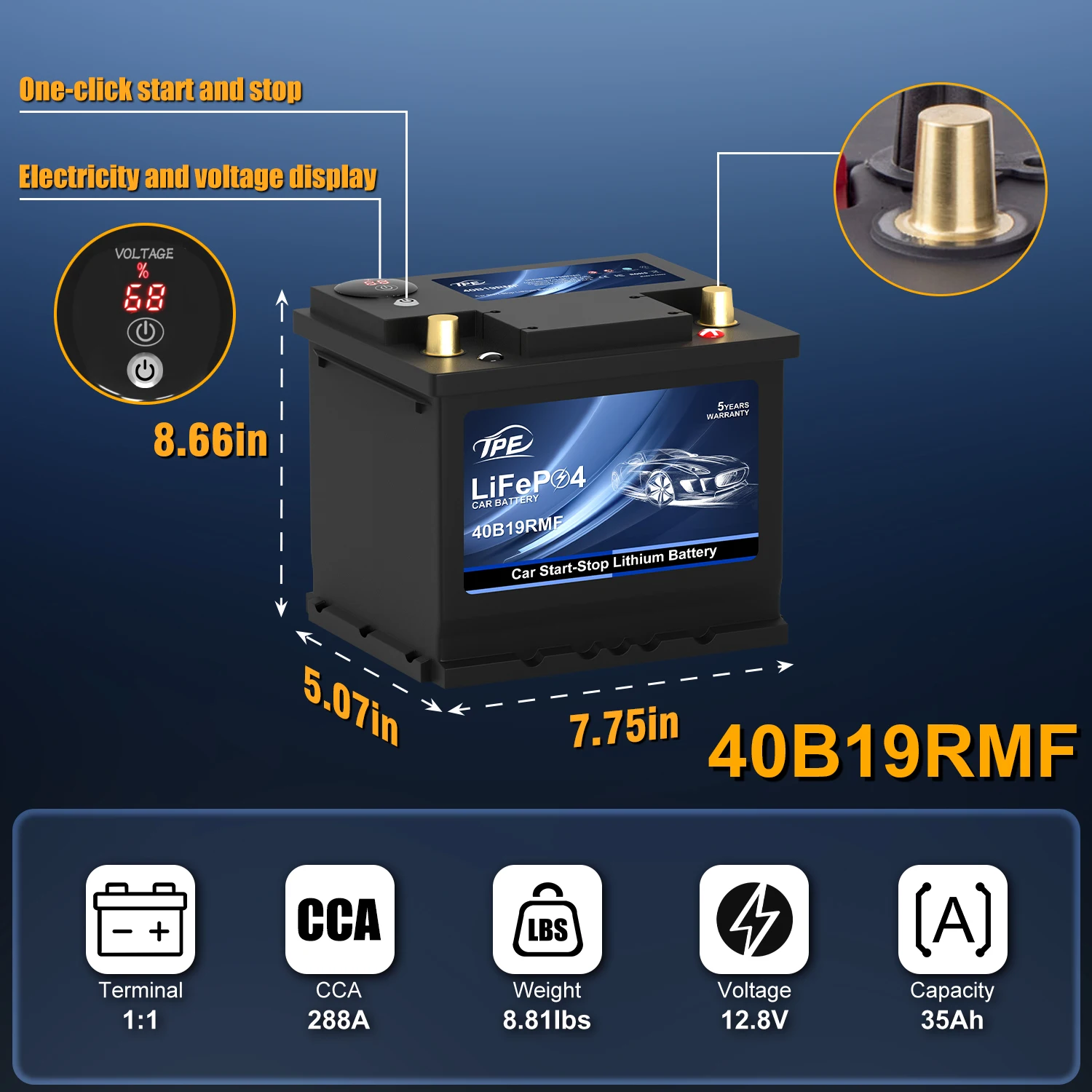 2025 Customizable 12.8V 35AH Lifepo4 Lithium Ion Car Battery Portable Emergency Power Rechargeable Storage for All Cars supplier