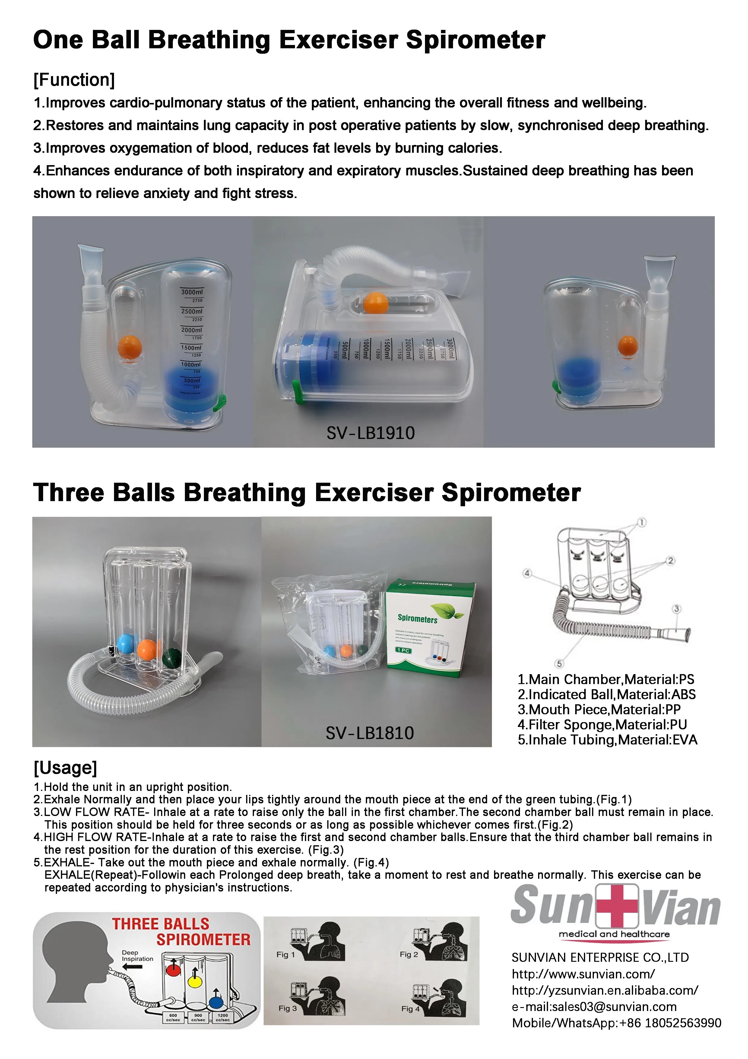 3 Three Balls Breathing Exerciser Spirometer details