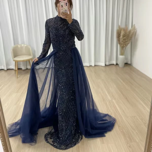 muslimah sequin dress MB40032 Sparkly Beaded Sequin High Neck Long Sleeve Dubai Arabic Formal  Evening Party Dresses Prom Dress Muslimah Muslim Women| Alibaba.com