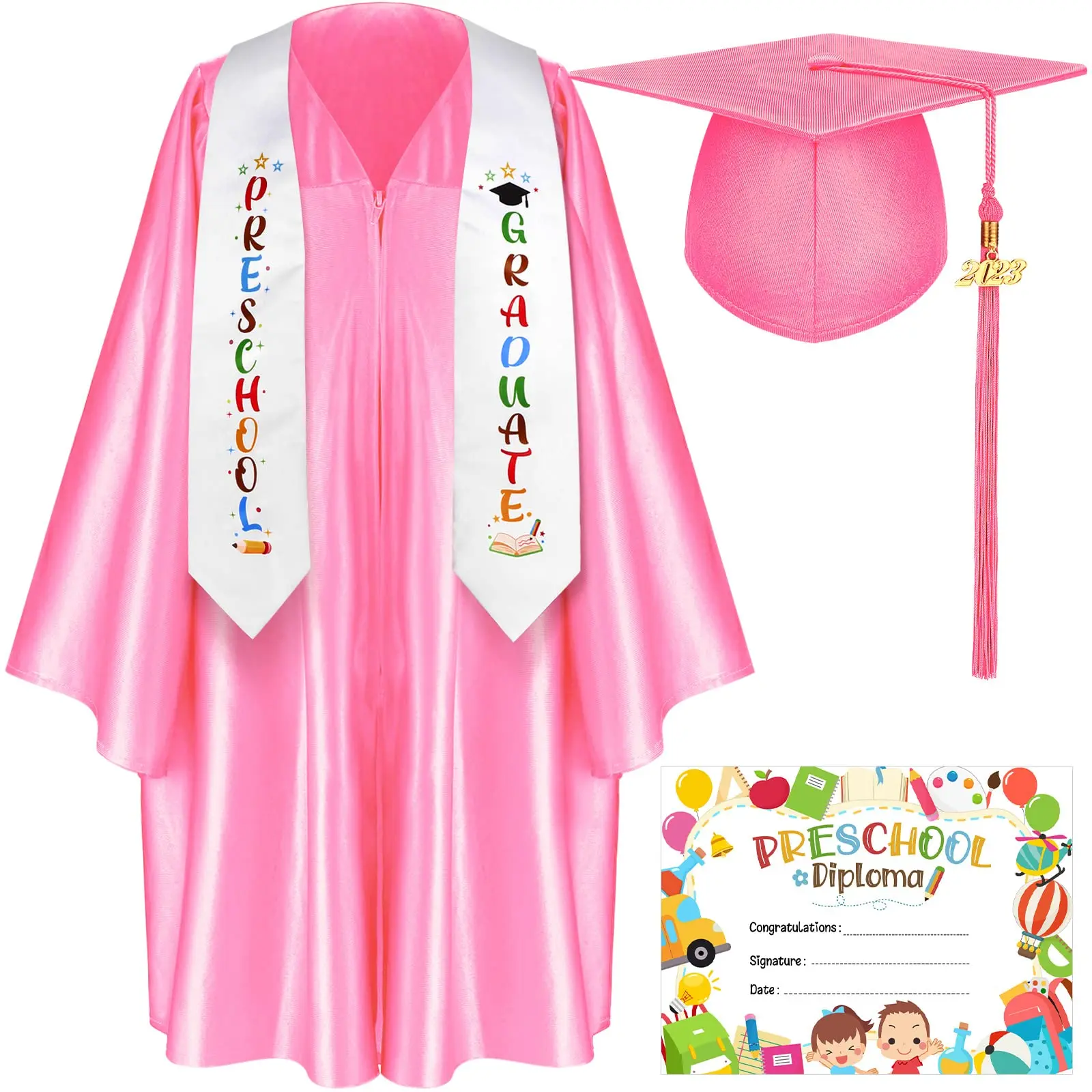 Wholesale Preschool Graduation Cap Gown Kids Graduation Gown Stole 2025 Tassel Certificate Set Graduation Dress For Children Wholesale Preschool Graduation Cap Gown Kids Graduation Gown Stole 2025 Tassel Certificate Set Graduation Dress For Children