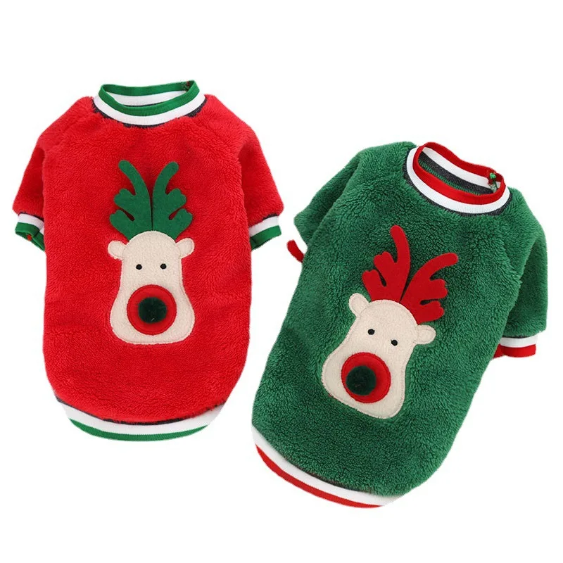 Manufacturer Wholesale Christmas Red Green Elk Winter Warm Dog Coat