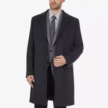 Professional Supplier Custom Casual Overcoat Simple Blends Woolen Elegant Street Style Male Trench Peacoat Jacket Men