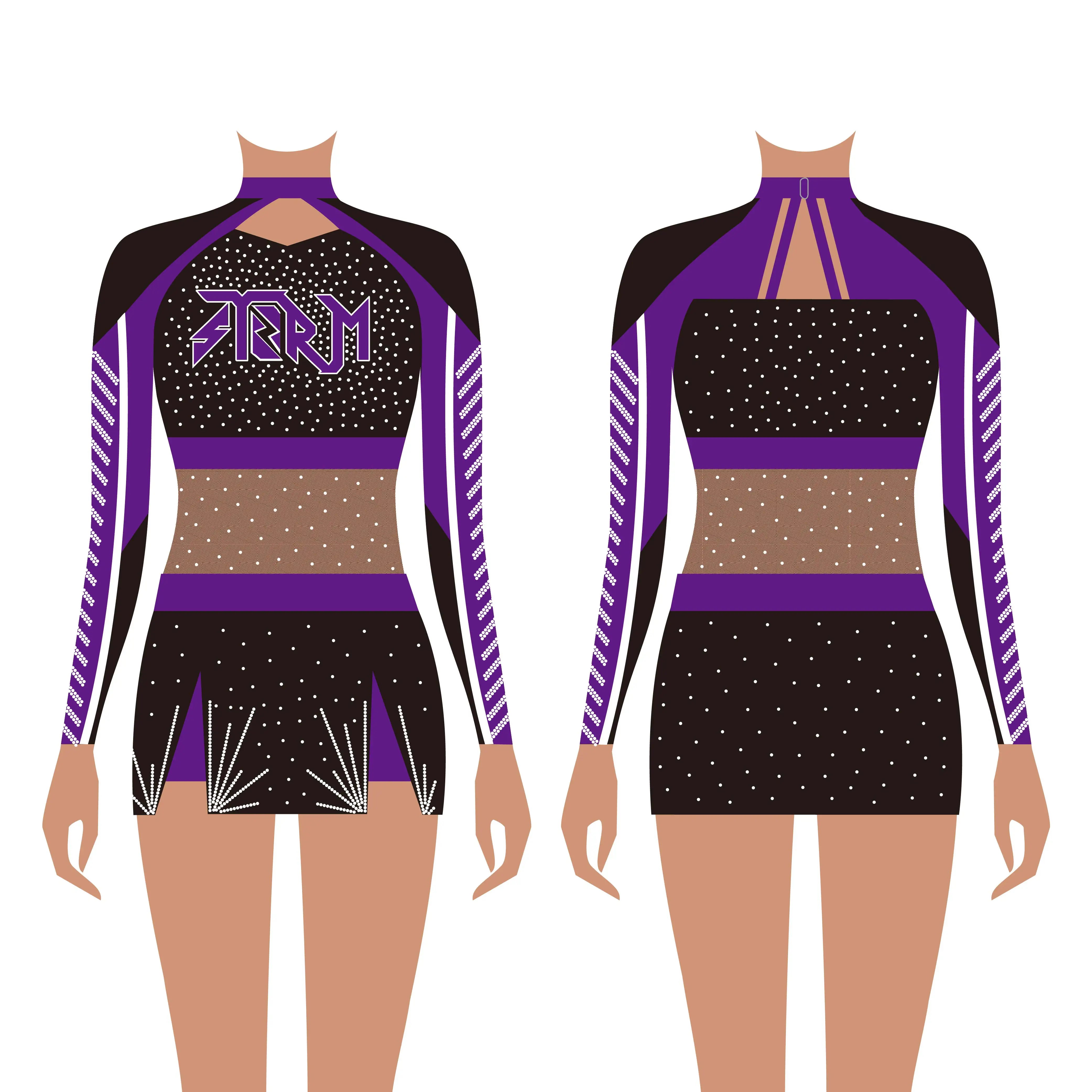 Latest Long Sleeve Girl Cheerleader Costume Custom All Star ...