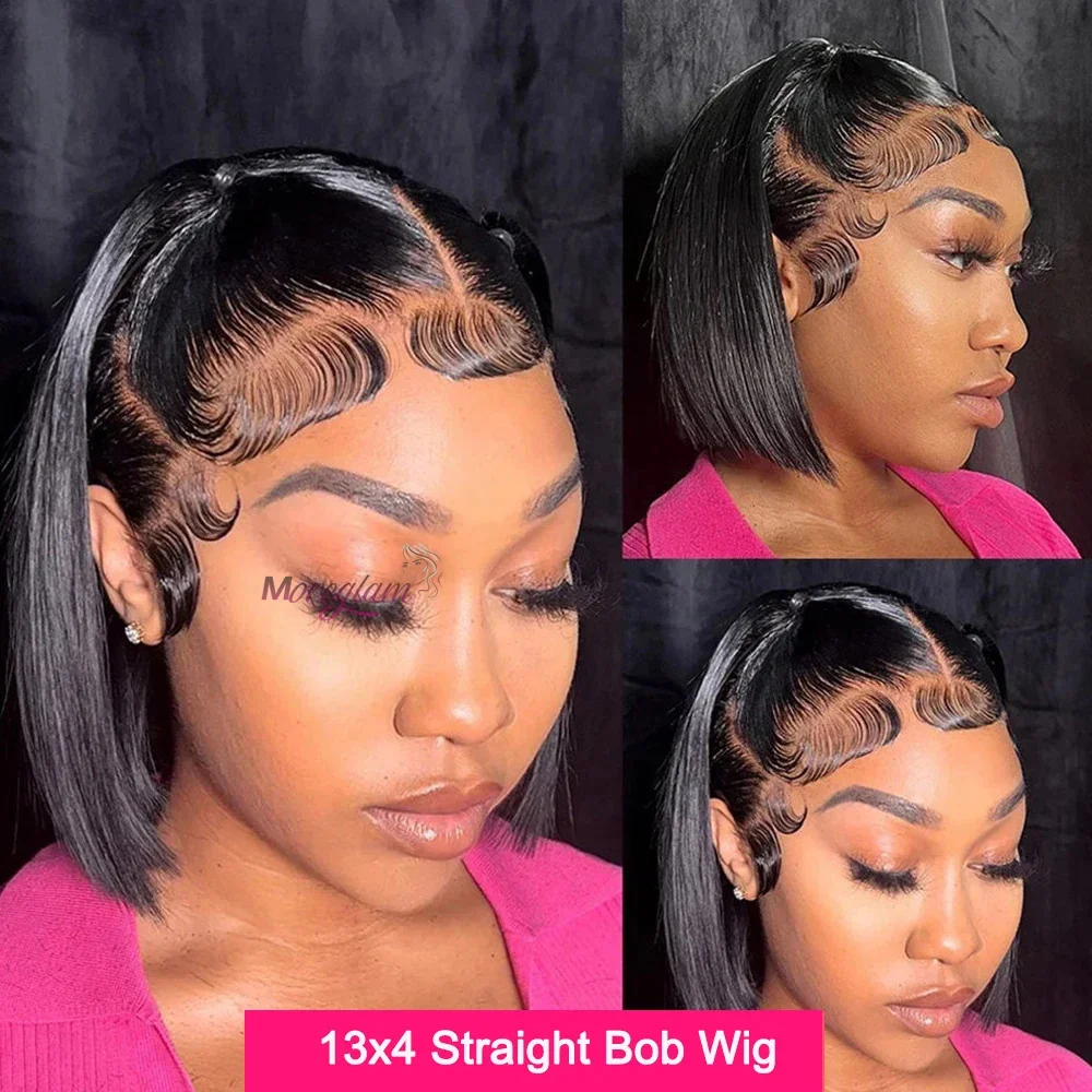 Chocolate Brown Short Bob Wig Human Hair 13x4 Lace Front Wig Brown Straight Short Bob Wigs For Woman Bleached Bob Wig_voghion.com