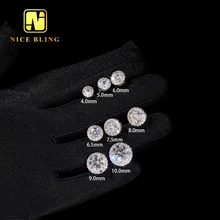 Ready To Ship Classical 6.5mm Hip Hop Jewelry Bezel Setting Ear Studs 925 Sterling Silver VVS Moissanite Stud Earrings For Women