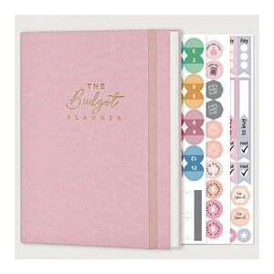 Free Sample Custom Hardcover Notebook Financial Envelope Stickers A5 Undated Weekly Plans PU Leather Budget Planner for Business