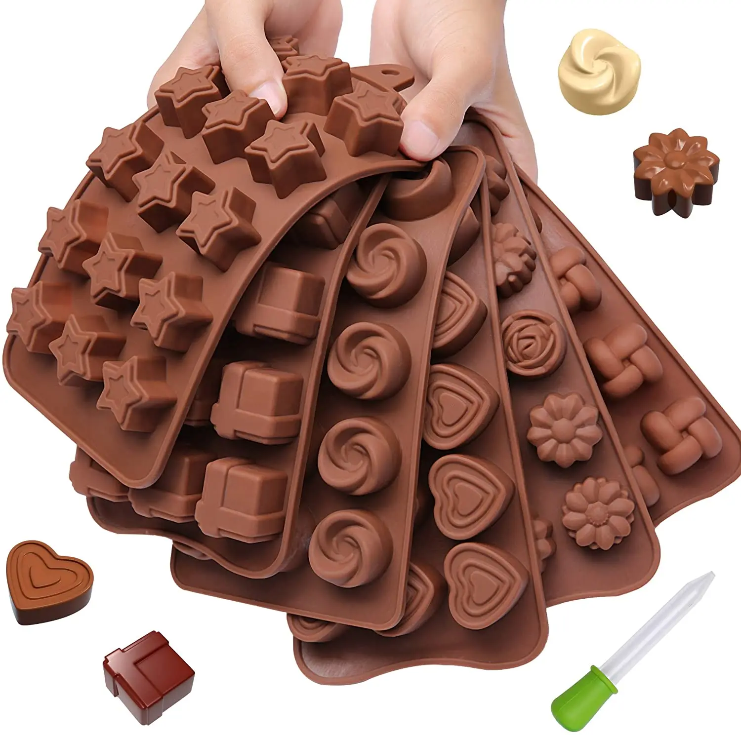 Chocolate Molds Silicone Set - 6 pk + Free Recipes Ebook - Food Grade Candy  Molds Silicone - Easy to Use Non-Stick Silicone Molds for Candy