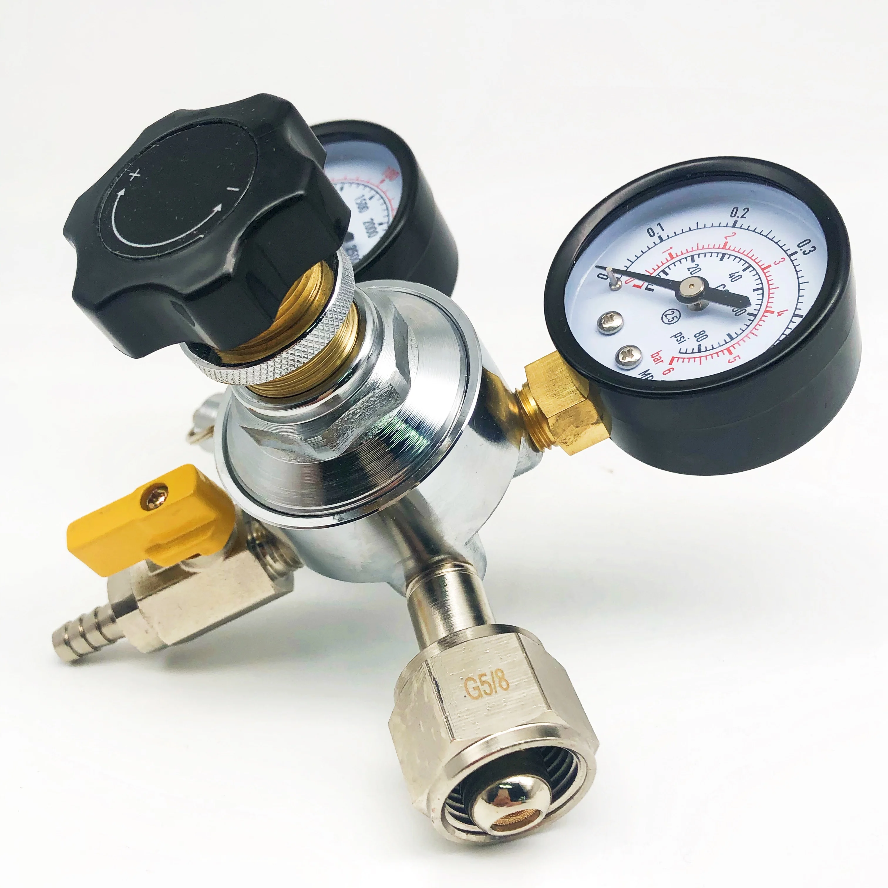 Bina Dual Gauge CO2 Draft Relief Valve Pressure Regulator CGA-320 CO2 Tank Beer Kegerator Regulator With Plastic handle