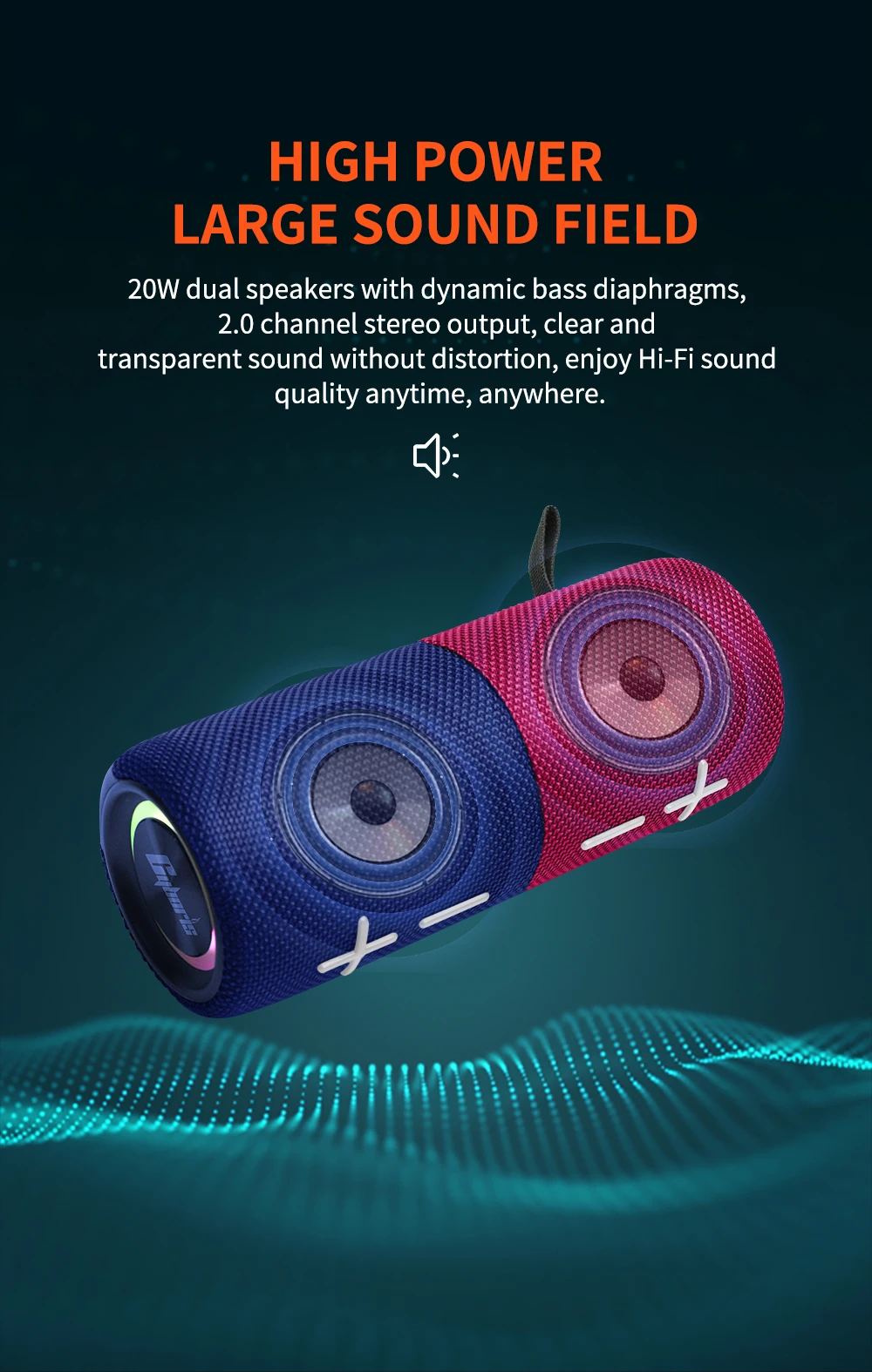 2026 New Trend Portable S11-2S Wireless Speaker Auto Pairing TWS Magnetic RGB Mixed Colours Supports TF Aux Plastic Cabinet