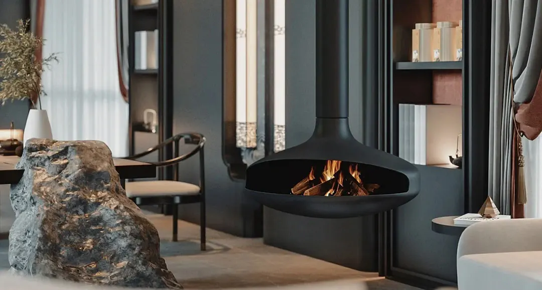 Electronic Charcoal Corner Fireplace, PANSEE, 360, 86% - detail 4