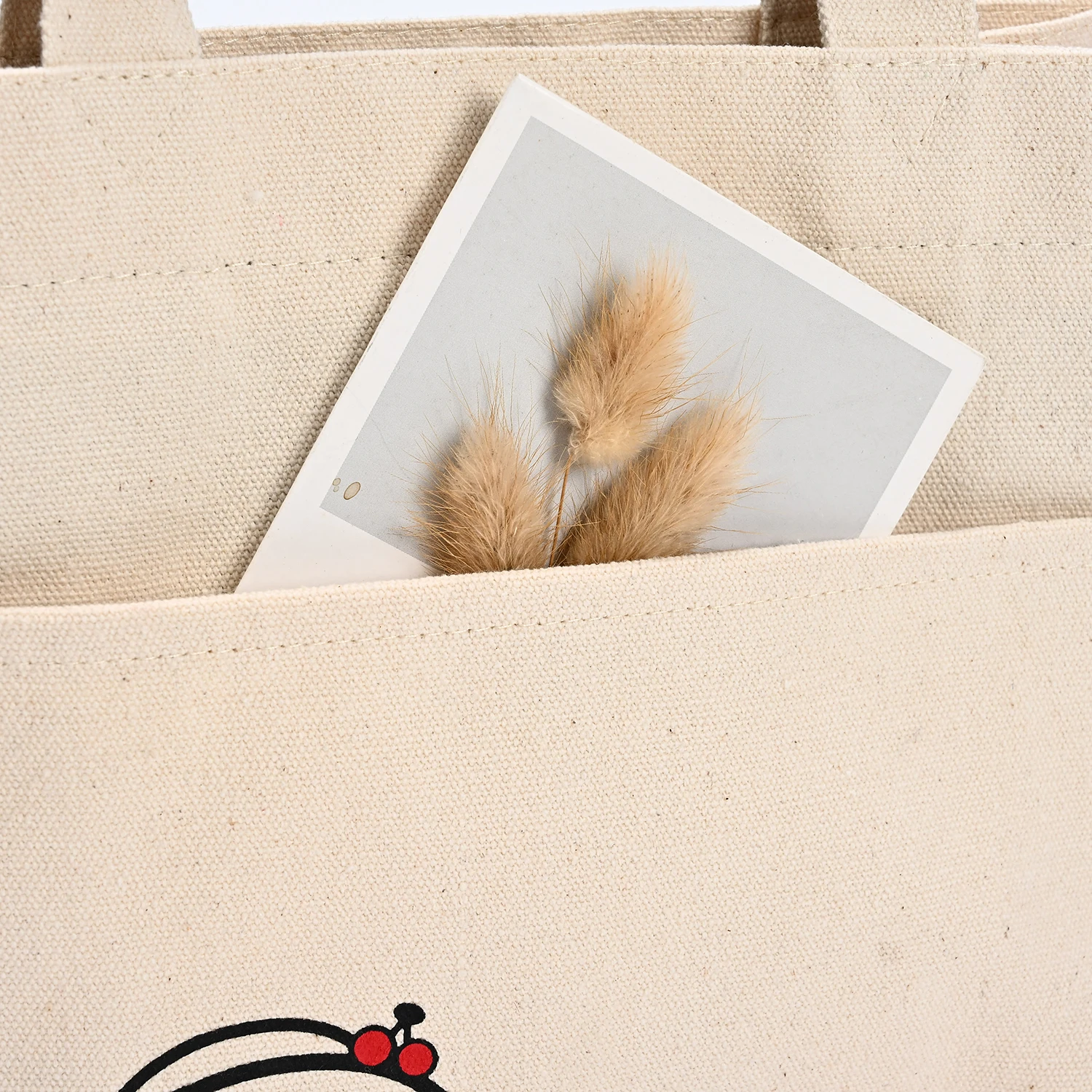 Customized Large Capacity Canvas Bag for Students Cotton Back-to-School Supplies for Book Storage Stationery Blank DIY Pattern details