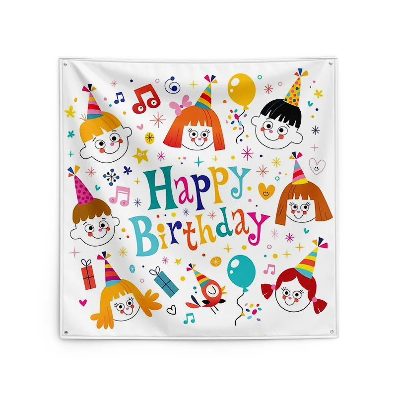 Happy Birthday Background Tapestry Cloth Kawaii Children's Room Wall  Decoration Girls' Dormitory Cartoons Home Party Decor - Buy Kids Birthday  Party Decorations,Background Tapestry,Wall Tapestry Product on 