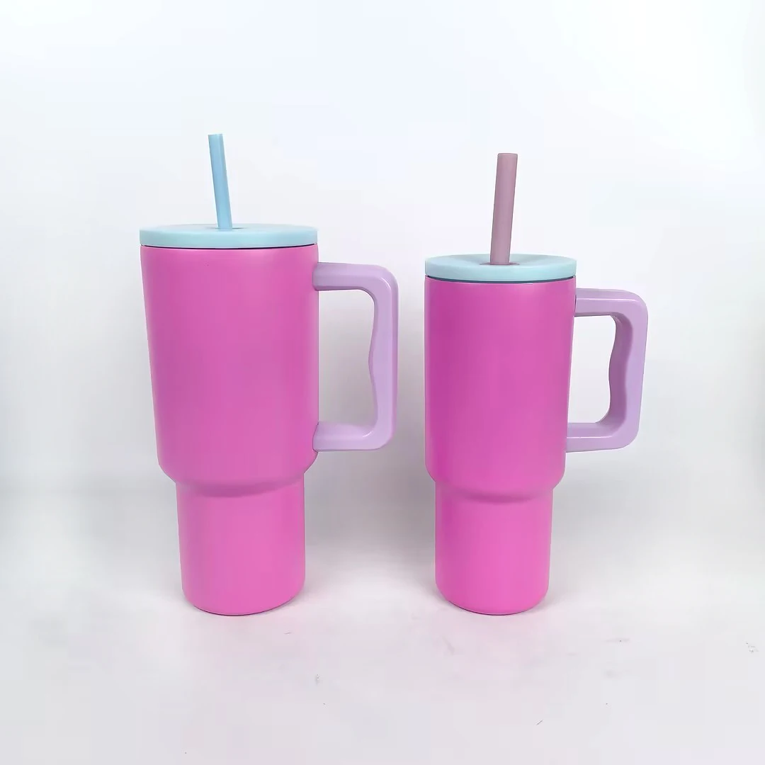 Us 24oz Stainless Steel Tumbler With Bpa Free Silicone Straw Travel Cup