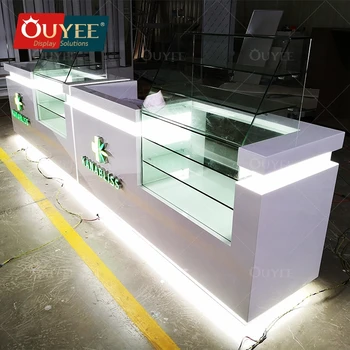 Customized Tobacco Shop Showcase Counter Cabinets Dispensary Display Cases Smoke Shop Glass