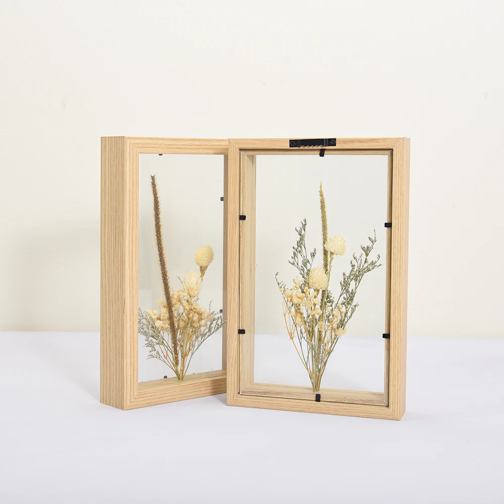 Artwork Dried Flower Display Table Decoration Double Sided Real Glass