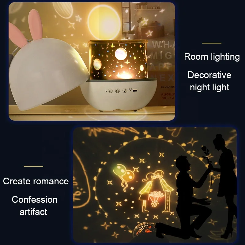Elf Led Charging Rotating Atmosphere Night Light Creative RGB Projector Projection Lamp Night Light