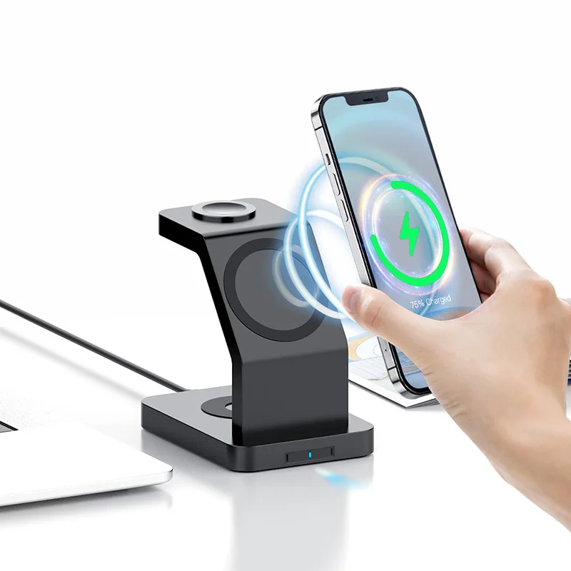 Latest Technology 3 in 1 Fast Charge Magnet Charger Magnetic Wireless Charger Stand