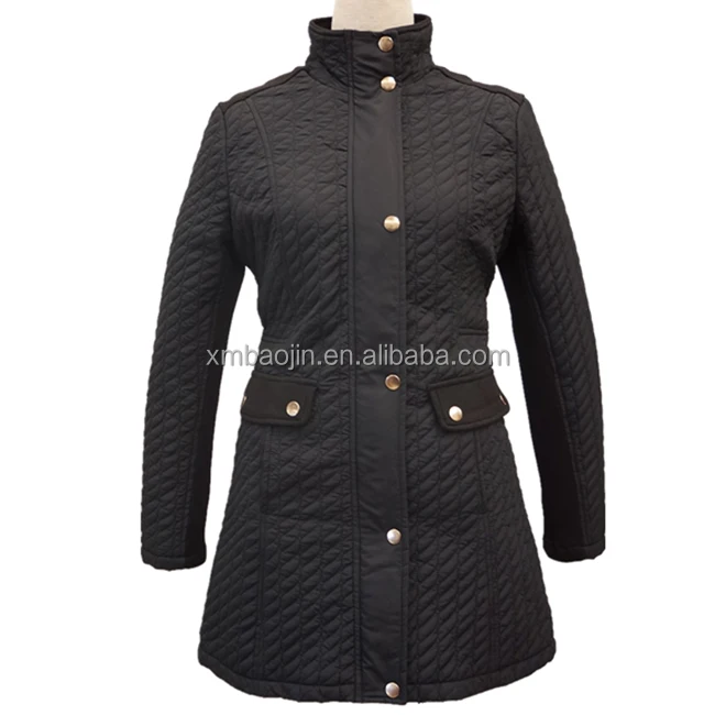 Women Long Jacket Diamond Quilted Jacket for White